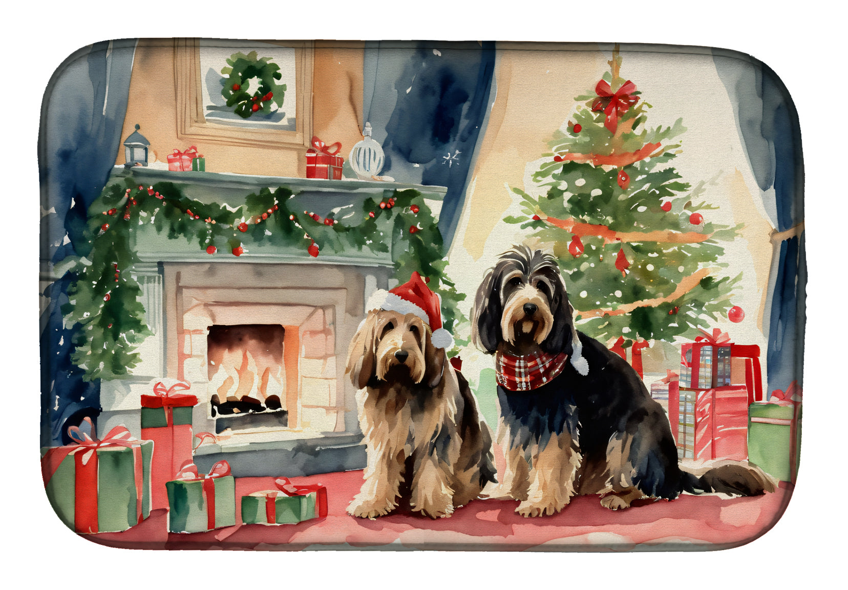 Caroline's Treasures Otterhound Cozy Christmas Dish Drying Mat