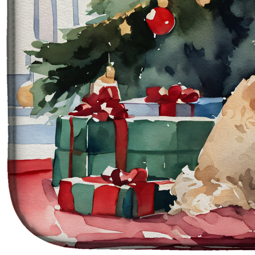 Caroline's Treasures Poodle Cozy Christmas Dish Drying Mat