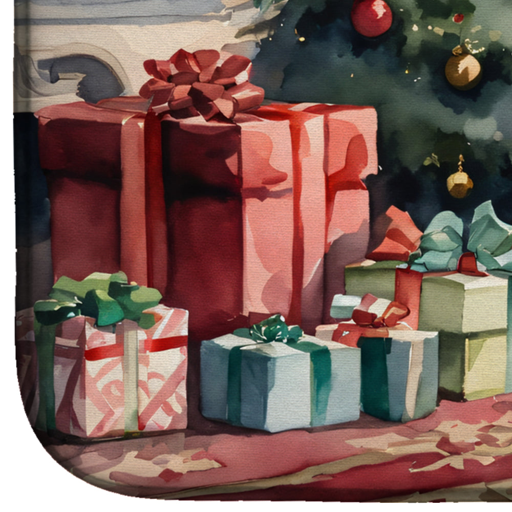 Caroline's Treasures Poodle Cozy Christmas Dish Drying Mat