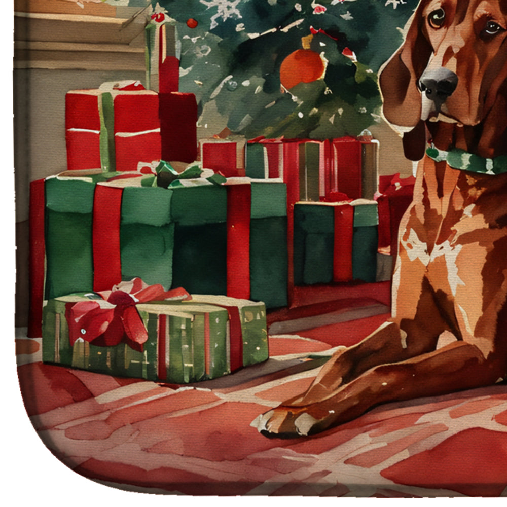 Caroline's Treasures Redbone Coonhound Cozy Christmas Dish Drying Mat
