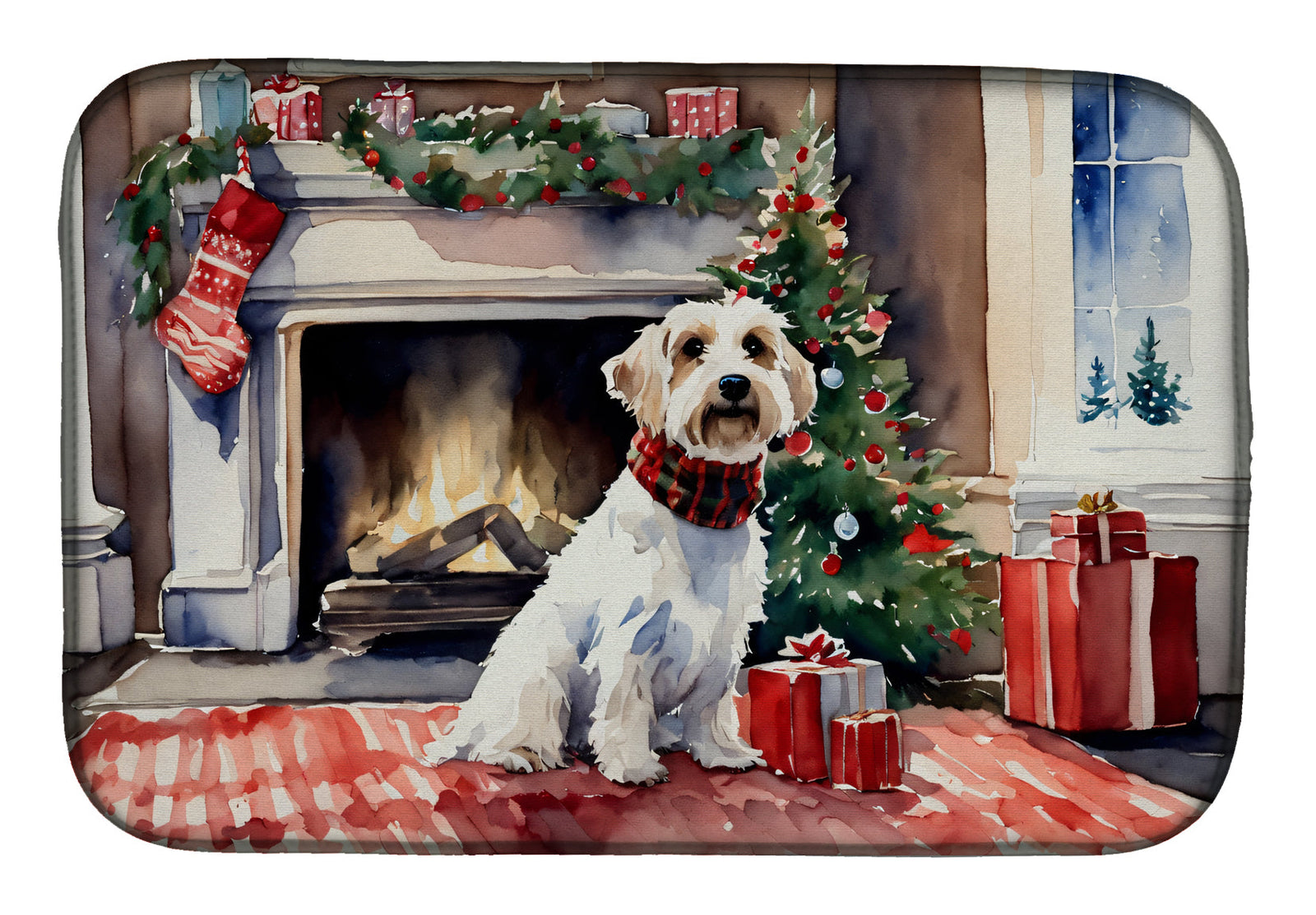Caroline's Treasures Sealyham Terrier Cozy Christmas Dish Drying Mat