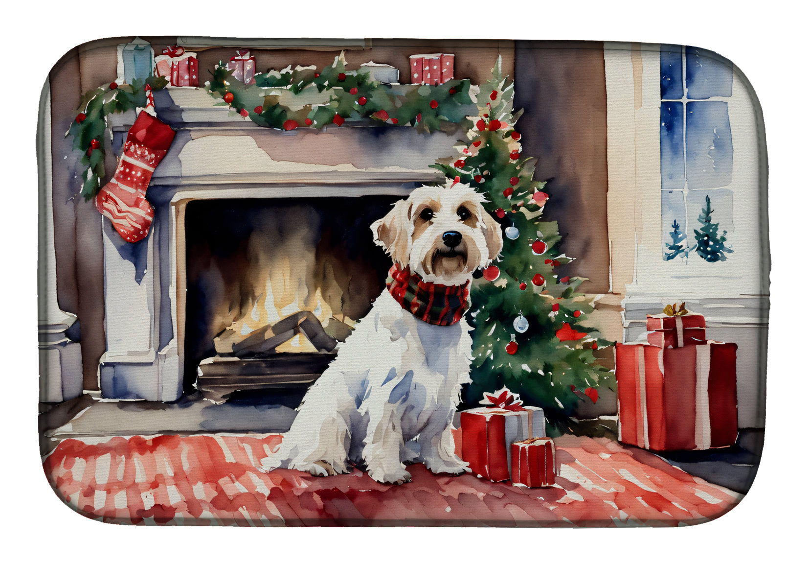 Caroline's Treasures Sealyham Terrier Cozy Christmas Dish Drying Mat