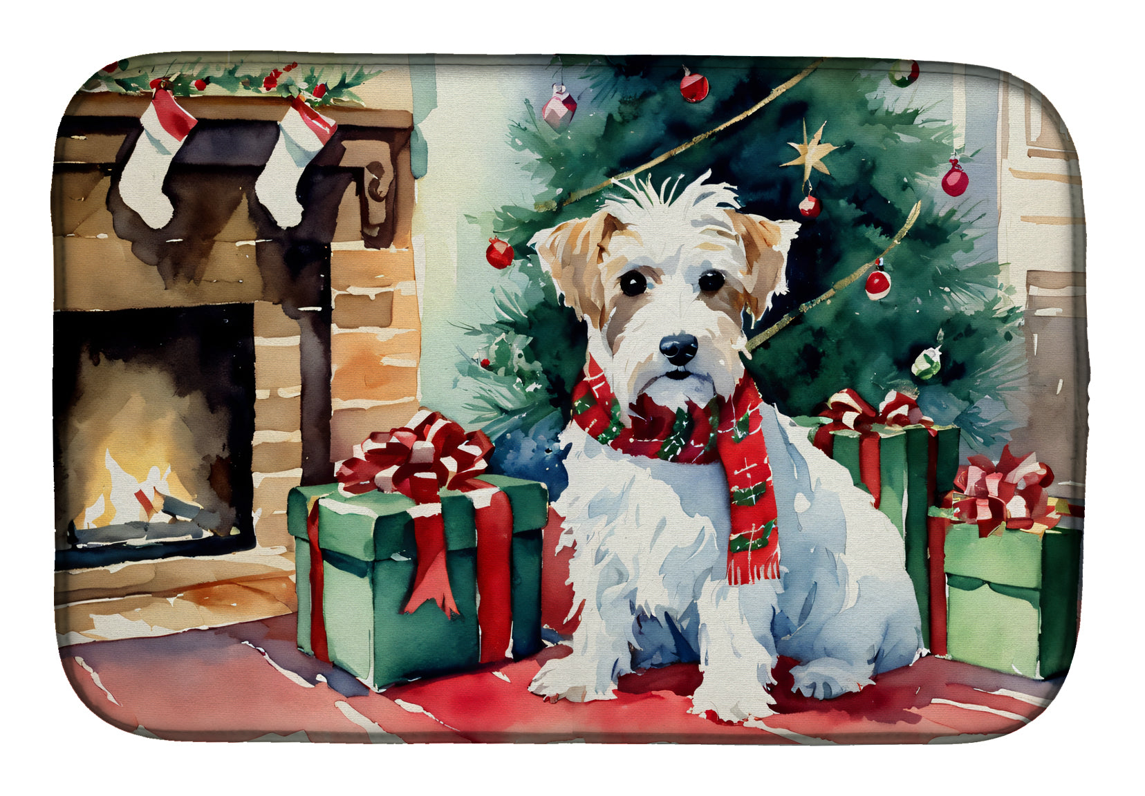 Caroline's Treasures Sealyham Terrier Cozy Christmas Dish Drying Mat