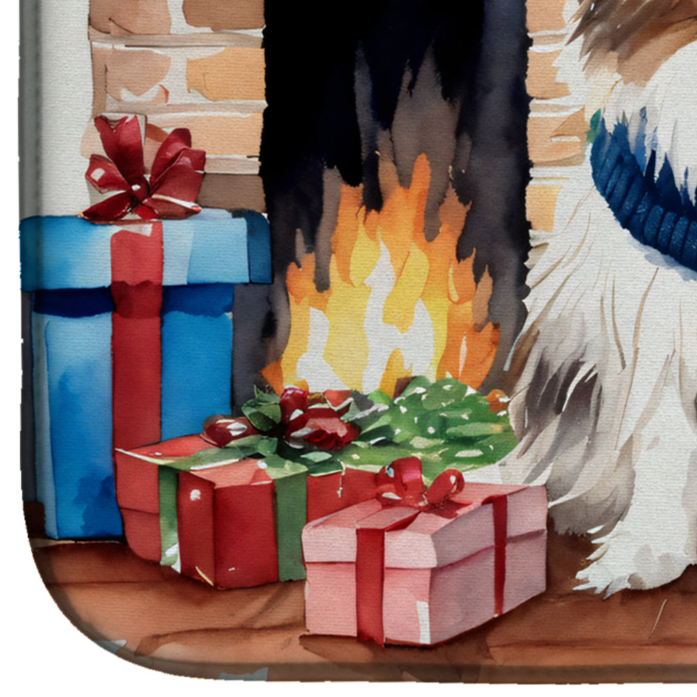Caroline's Treasures Sheltie Cozy Christmas Dish Drying Mat