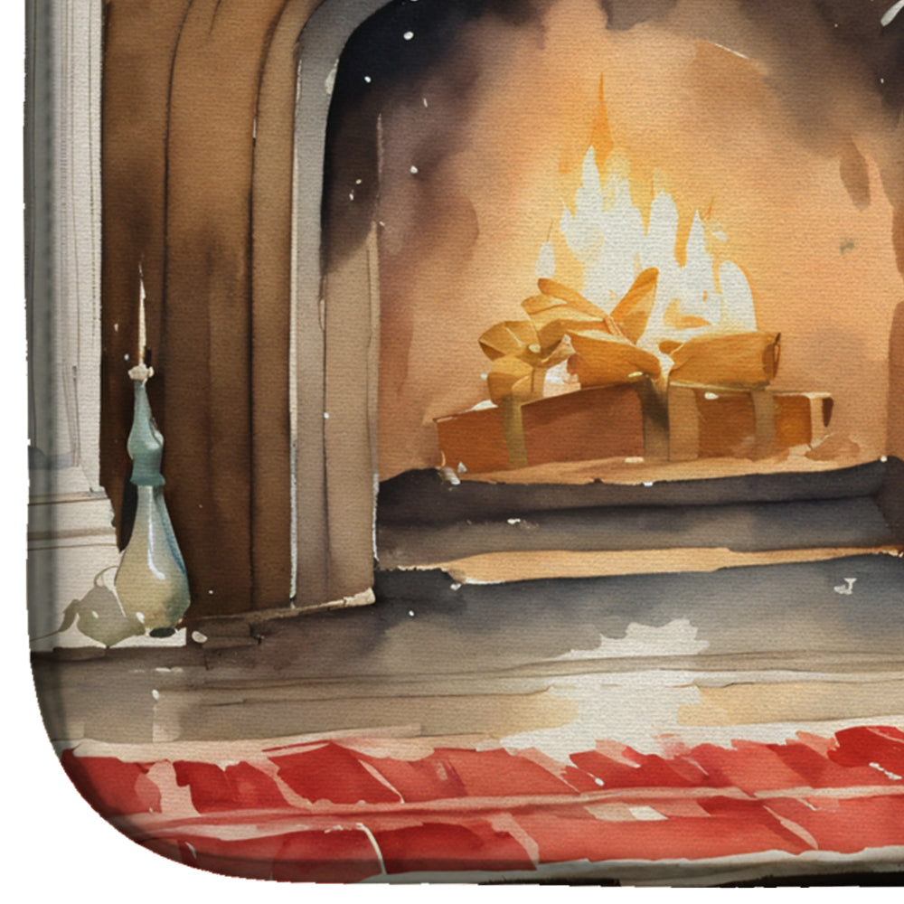 Caroline's Treasures Silky Terrier Cozy Christmas Dish Drying Mat