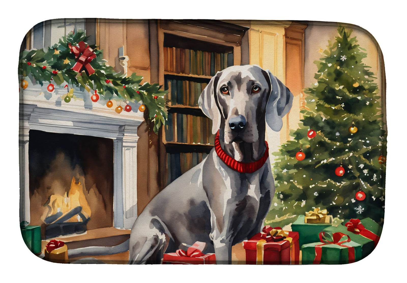 Caroline's Treasures Weimaraner Cozy Christmas Dish Drying Mat