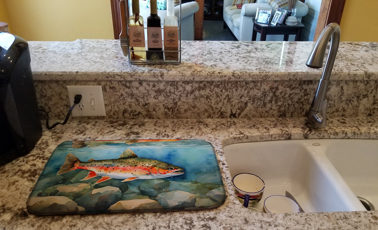 Caroline's Treasures Brook Trout Dish Drying Mat