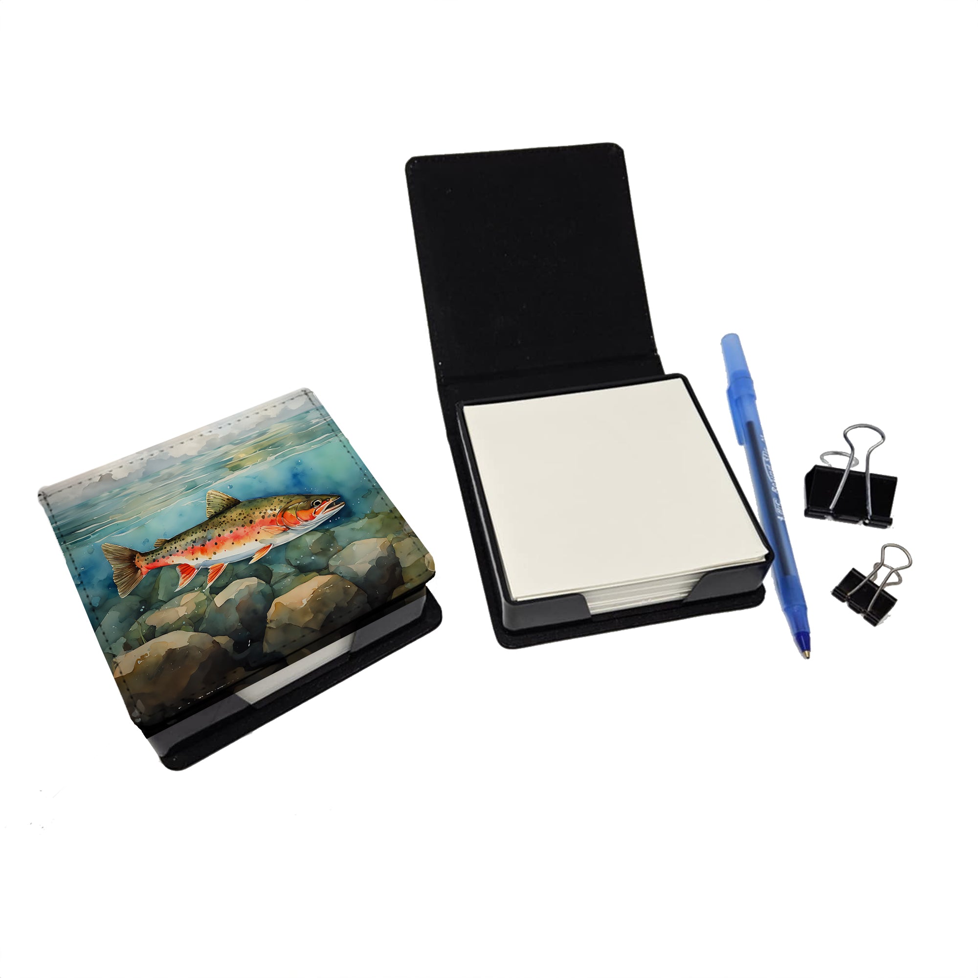 Caroline's Treasures Brook Trout PU Leather Note Paper Holder