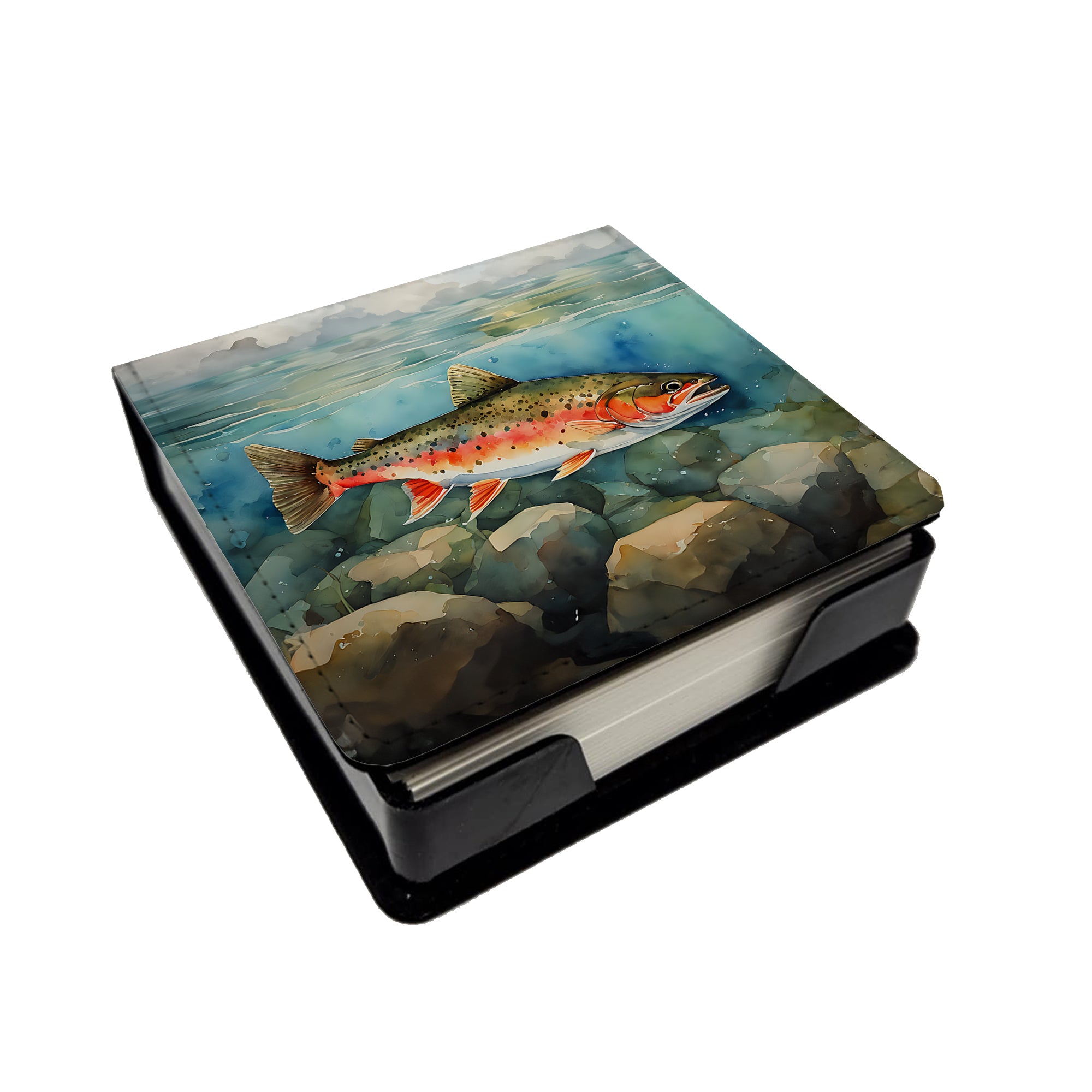 Caroline's Treasures Brook Trout PU Leather Note Paper Holder