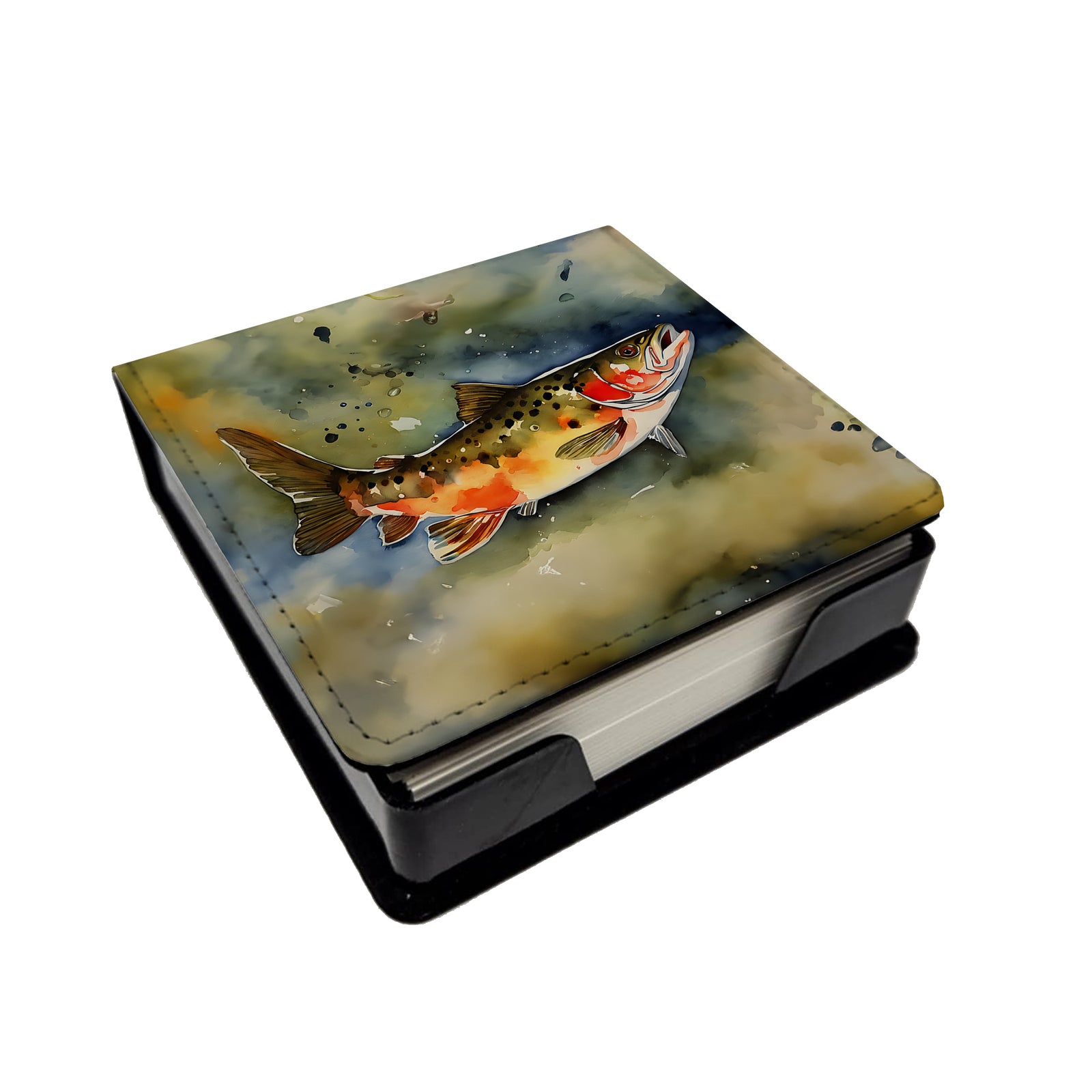 Caroline's Treasures Brook Trout PU Leather Note Paper Holder