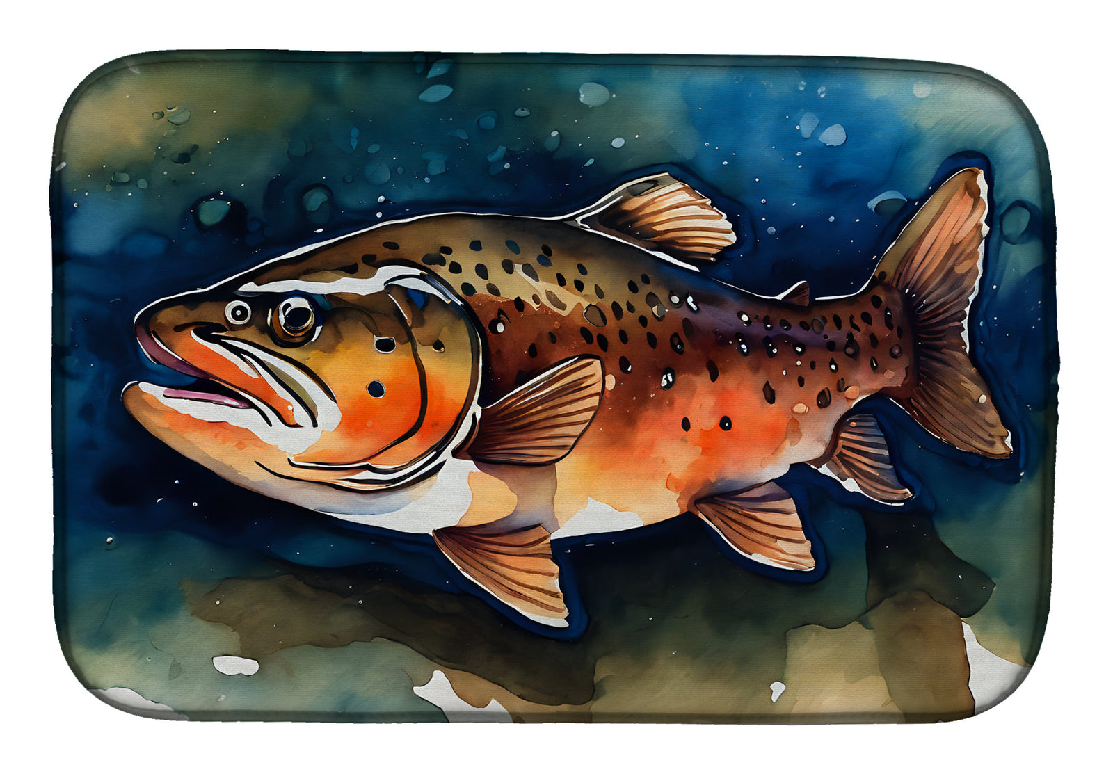 Caroline's Treasures Brown Trout Dish Drying Mat