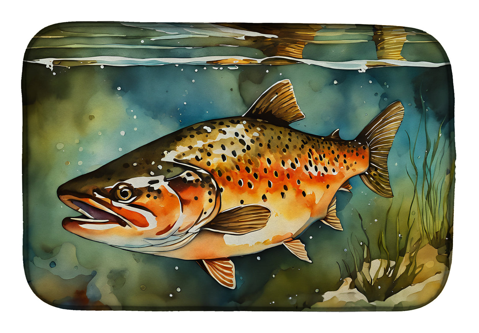 Caroline's Treasures Brown Trout Dish Drying Mat
