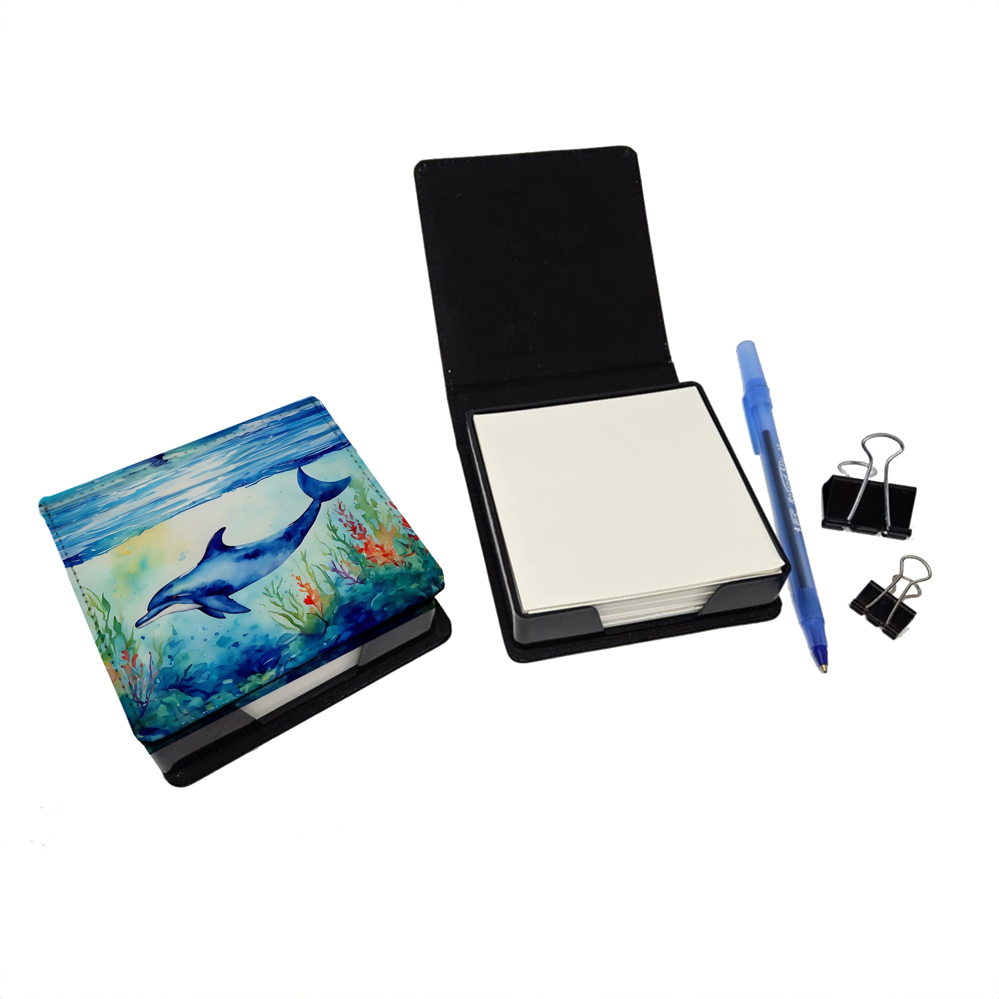 Caroline's Treasures Dolphin PU Leather Note Paper Holder