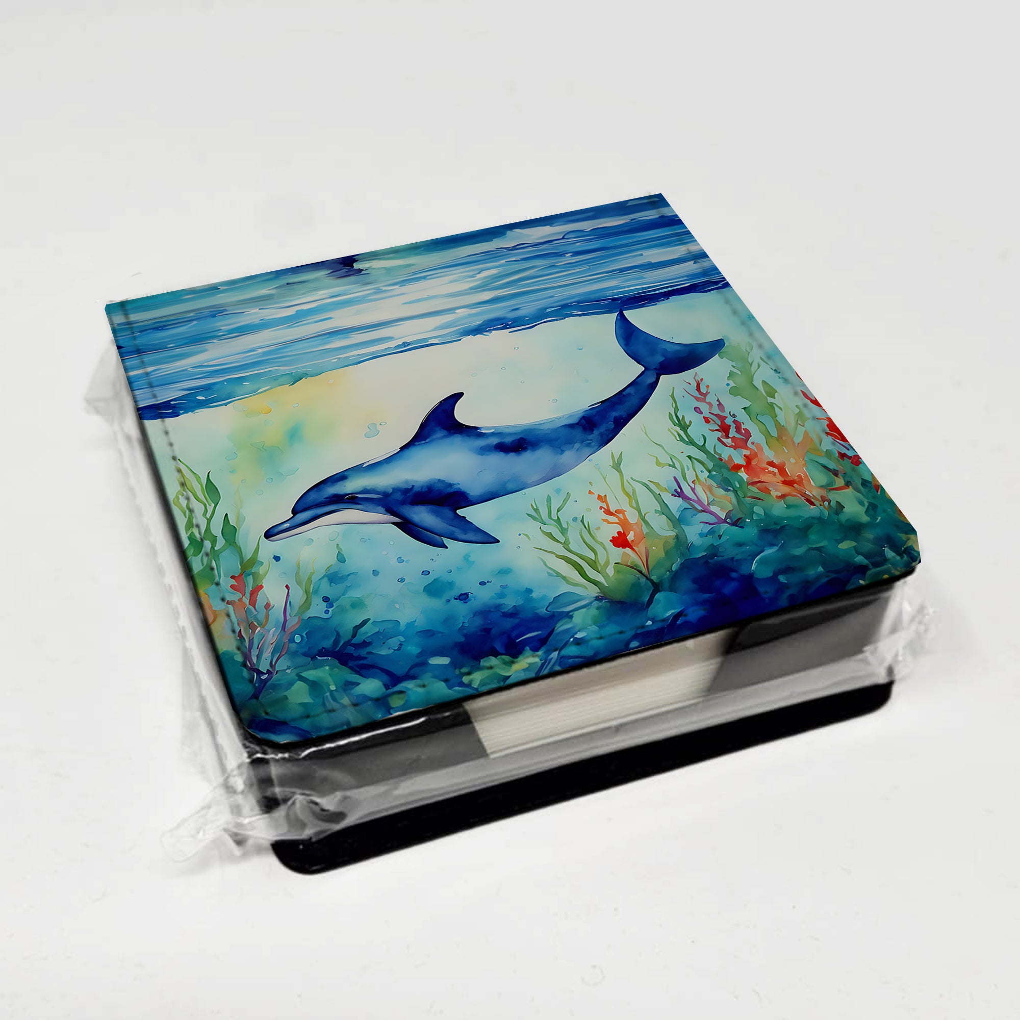 Caroline's Treasures Dolphin PU Leather Note Paper Holder