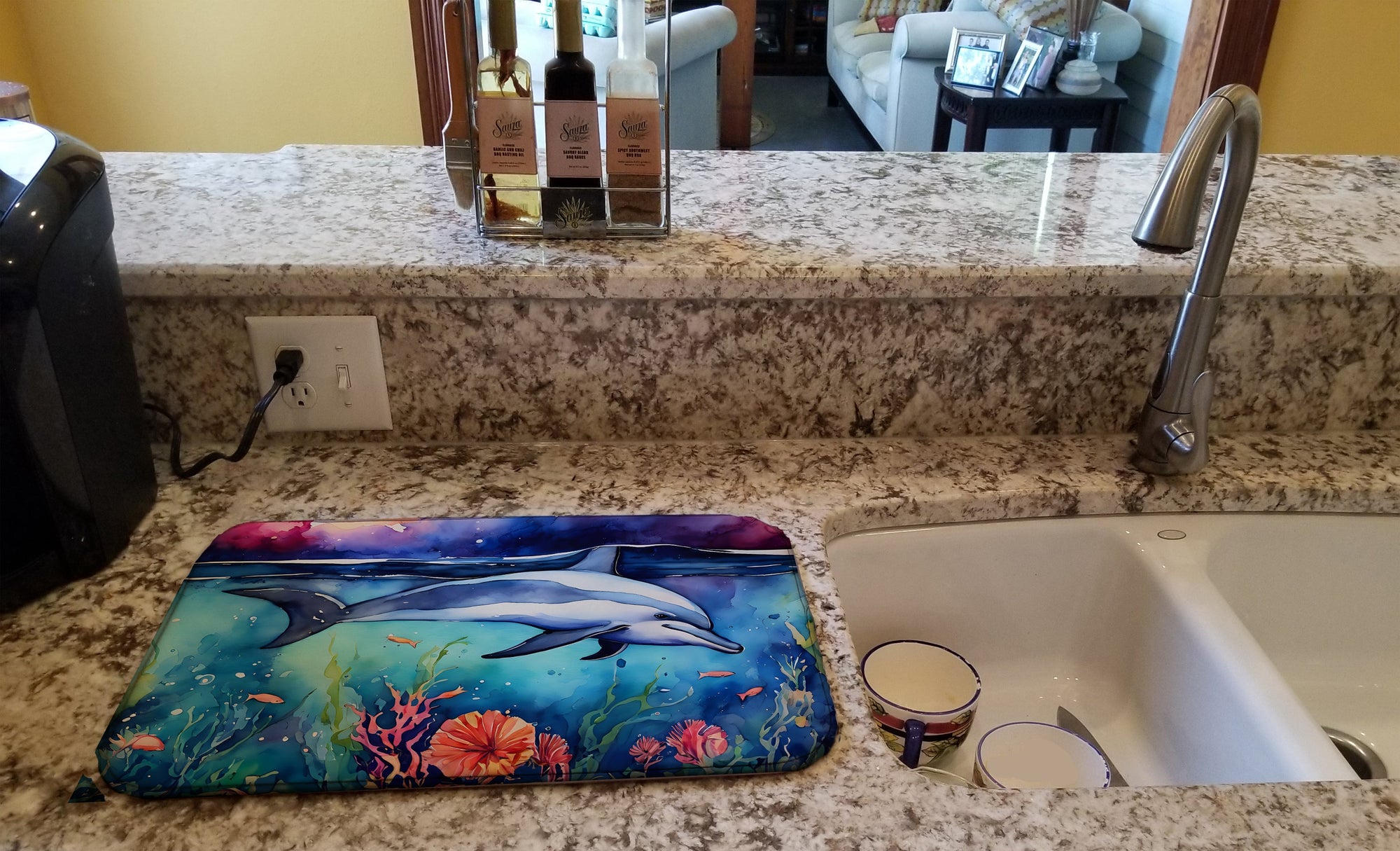 Caroline's Treasures Dolphin Dish Drying Mat