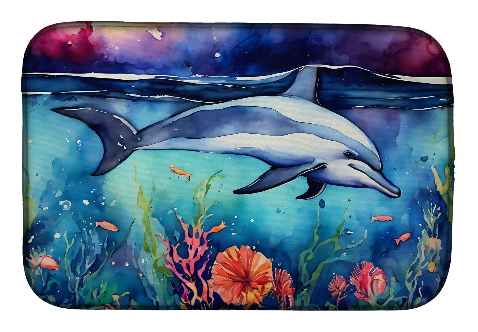 Caroline's Treasures Dolphin Dish Drying Mat