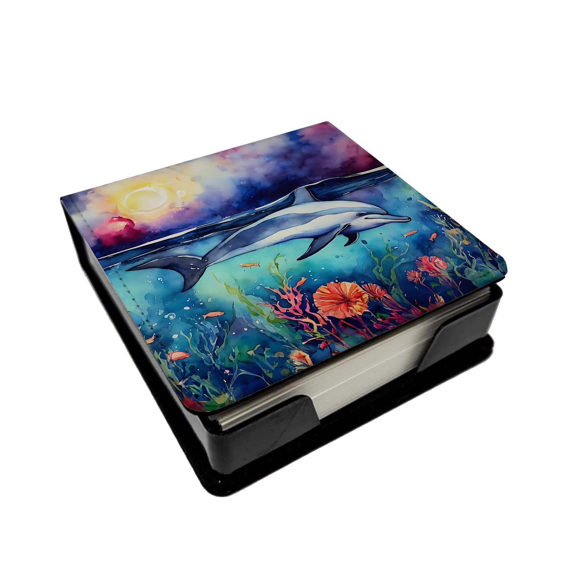 Caroline's Treasures Dolphin PU Leather Note Paper Holder