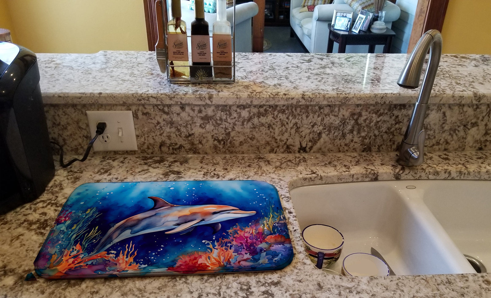 Caroline's Treasures Dolphin Dish Drying Mat