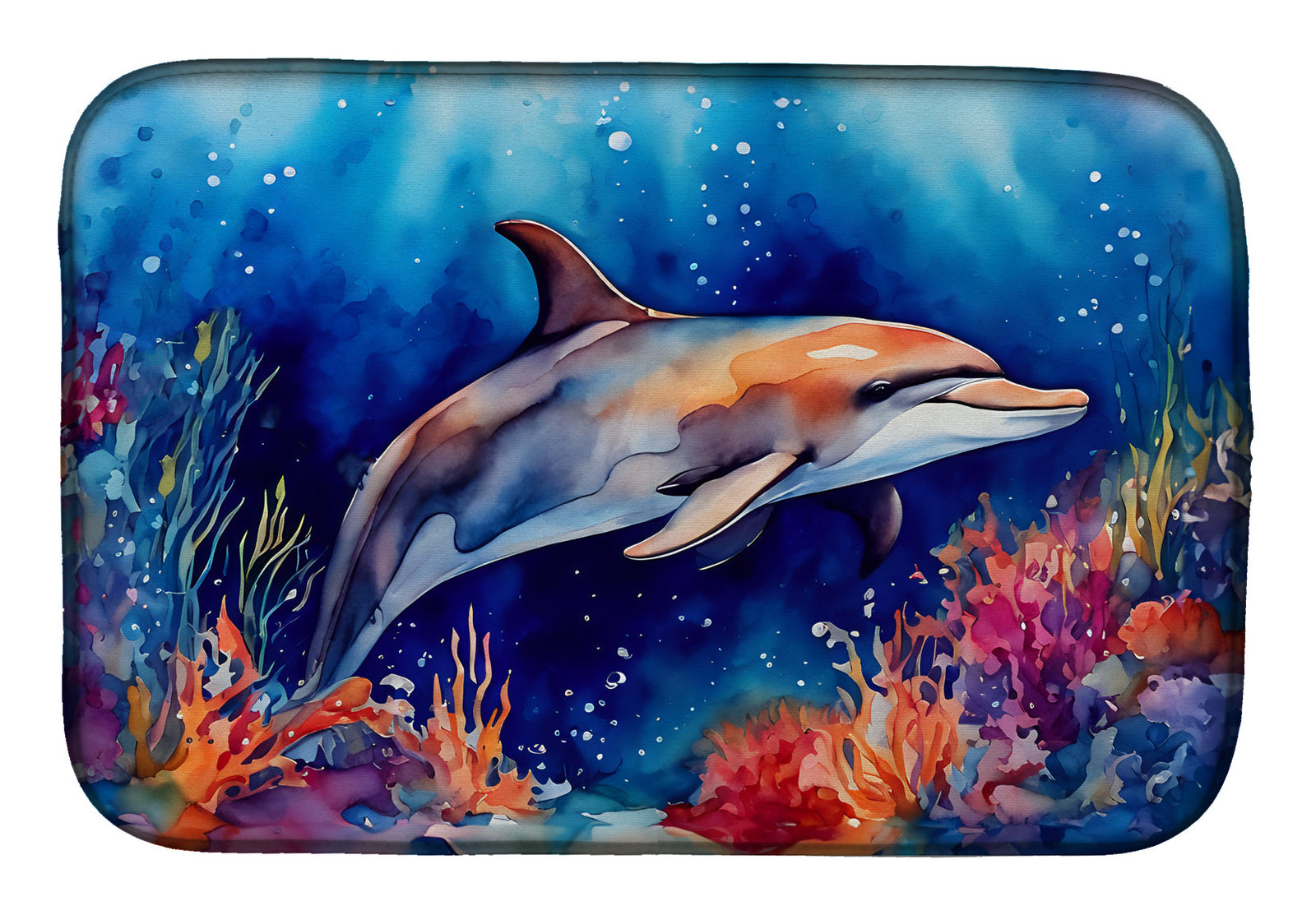 Caroline's Treasures Dolphin Dish Drying Mat
