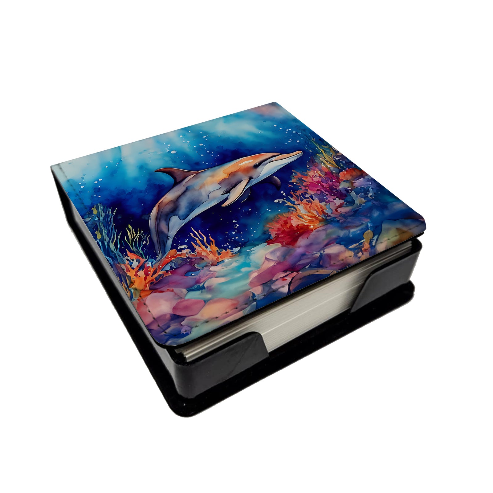 Caroline's Treasures Dolphin PU Leather Note Paper Holder