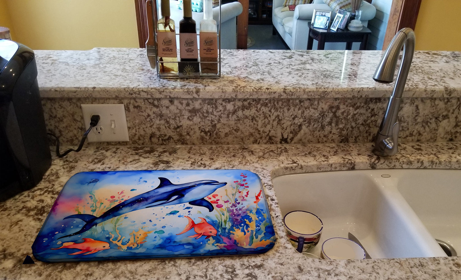 Caroline's Treasures Dolphin Dish Drying Mat