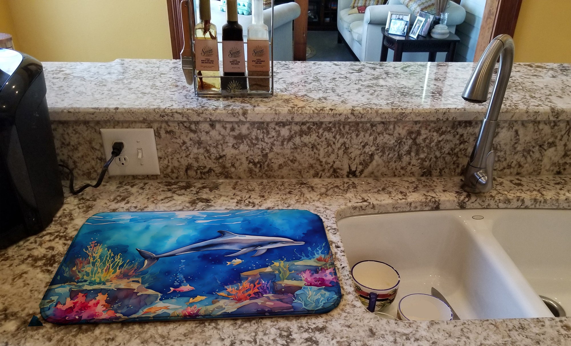 Caroline's Treasures Dolphin Dish Drying Mat