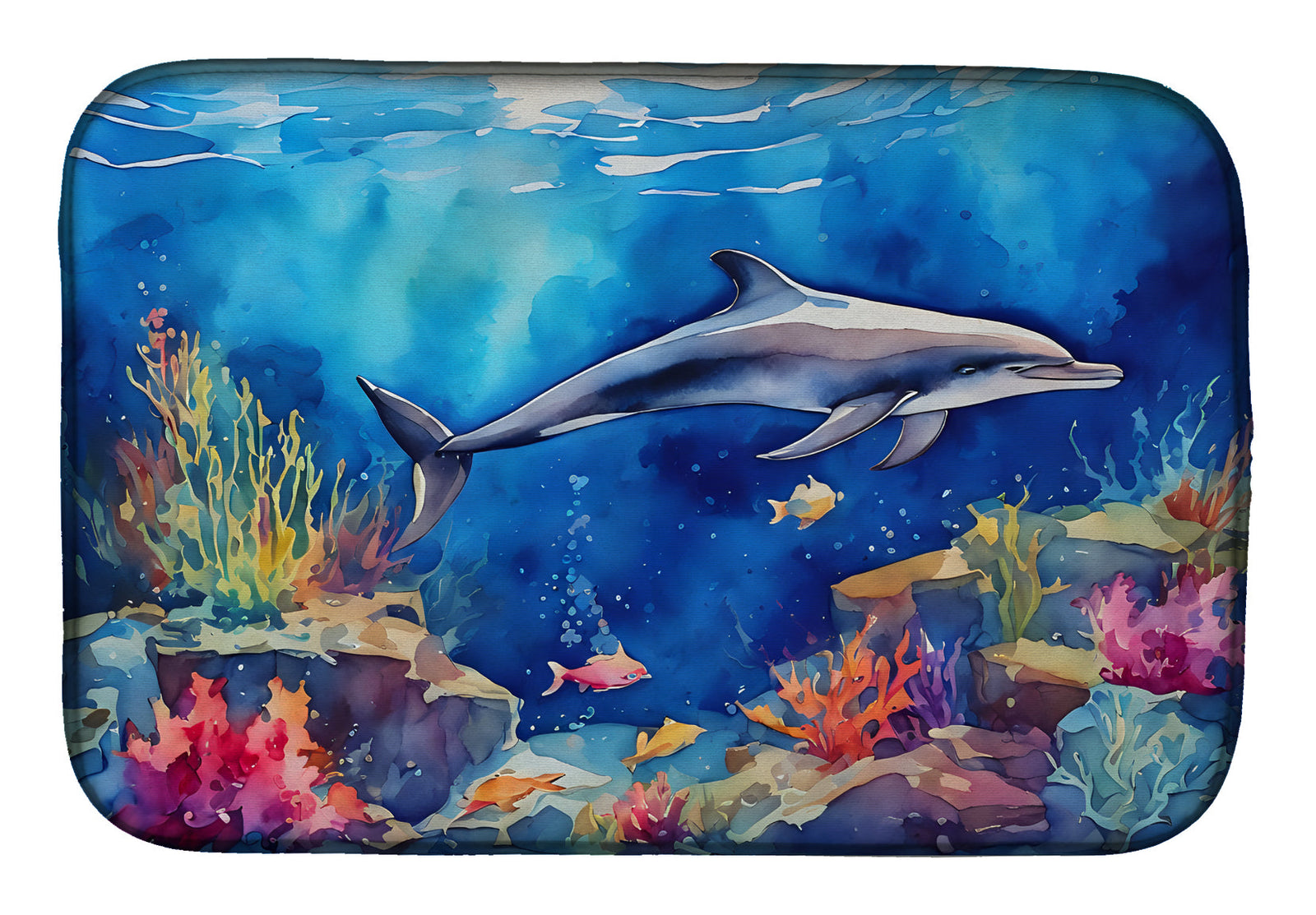 Caroline's Treasures Dolphin Dish Drying Mat