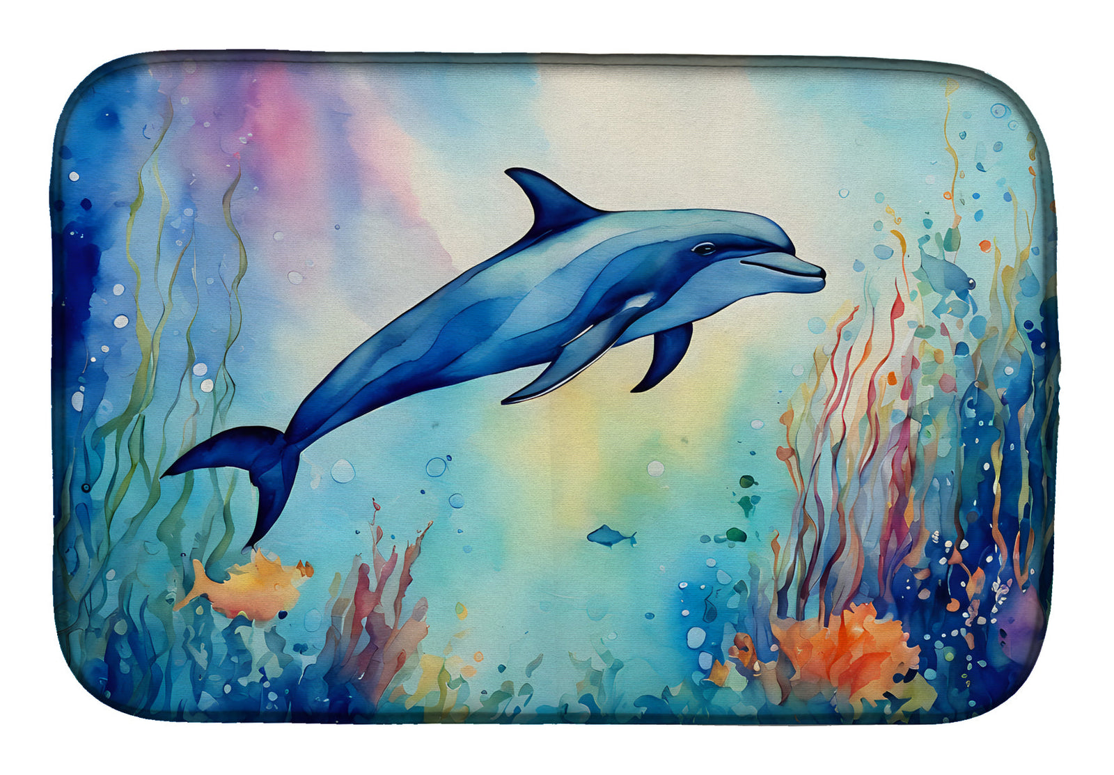Caroline's Treasures Dolphin Dish Drying Mat