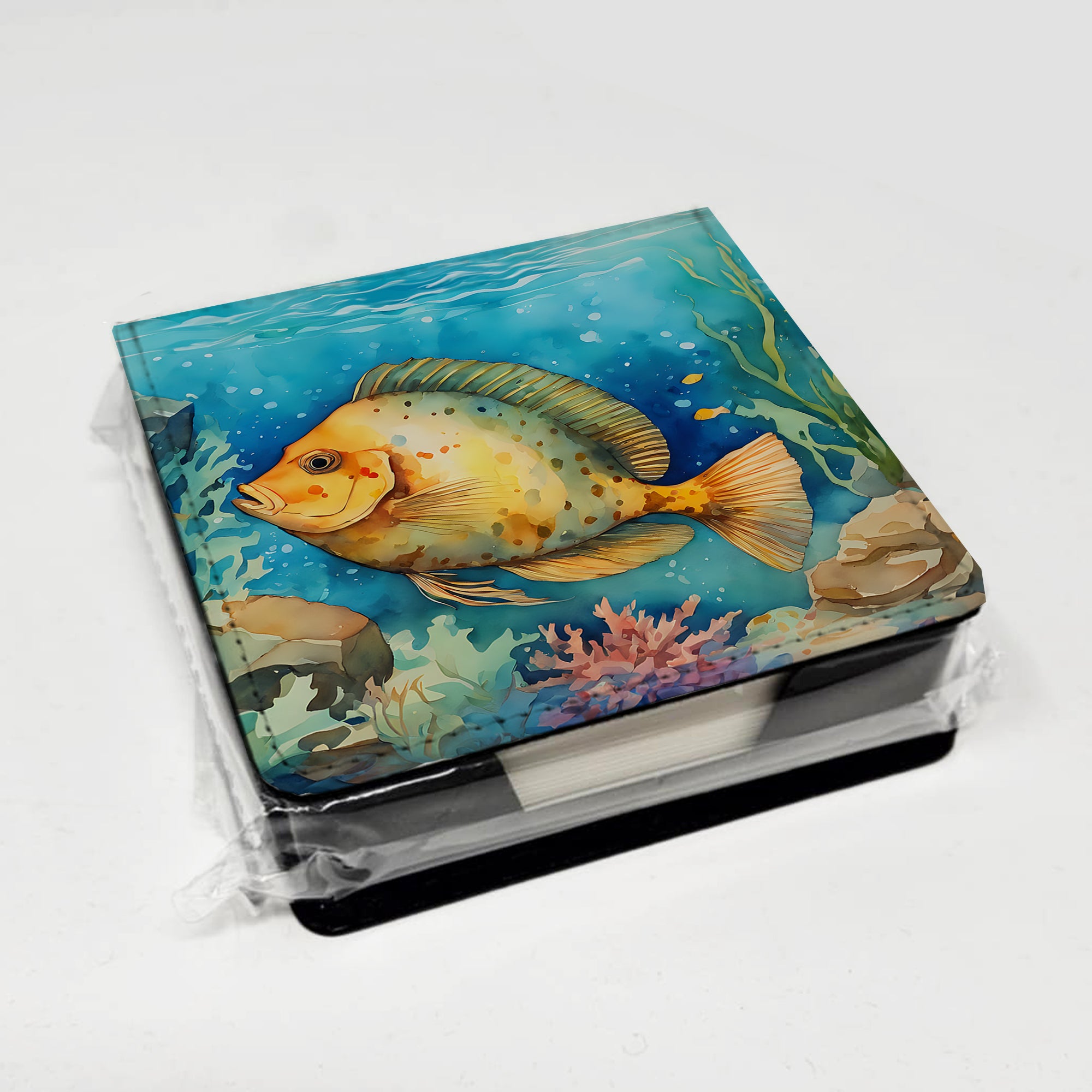 Caroline's Treasures Flounder PU Leather Note Paper Holder