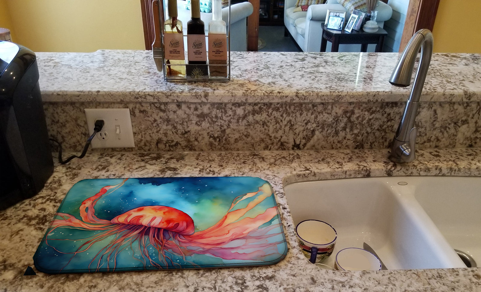 Caroline's Treasures Jellyfish Dish Drying Mat