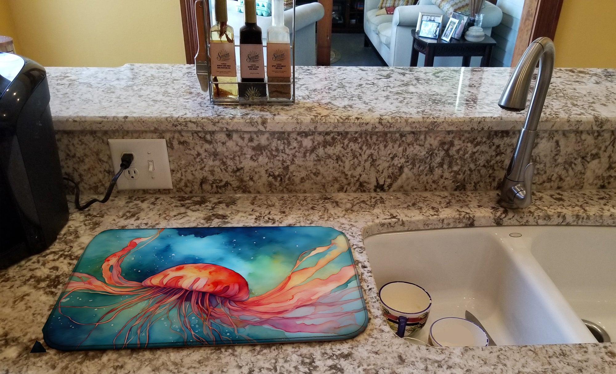 Caroline's Treasures Jellyfish Dish Drying Mat