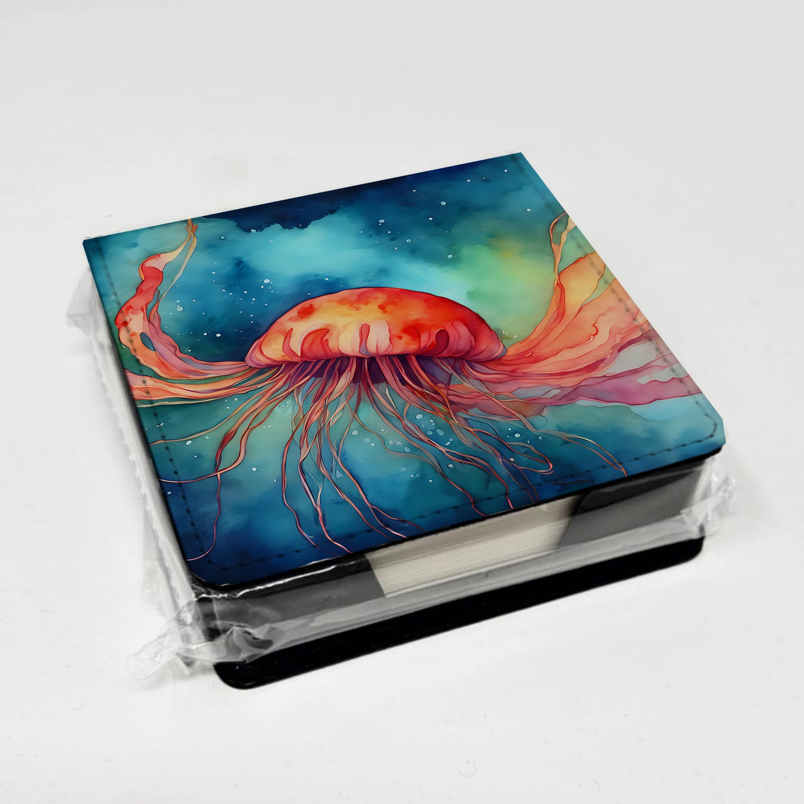 Caroline's Treasures Jellyfish PU Leather Note Paper Holder