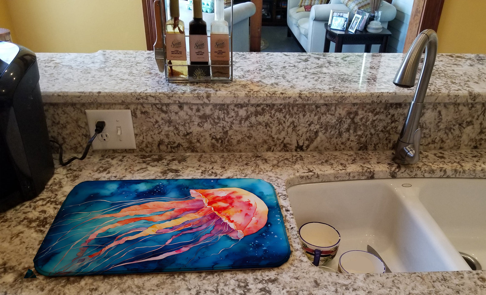 Caroline's Treasures Jellyfish Dish Drying Mat