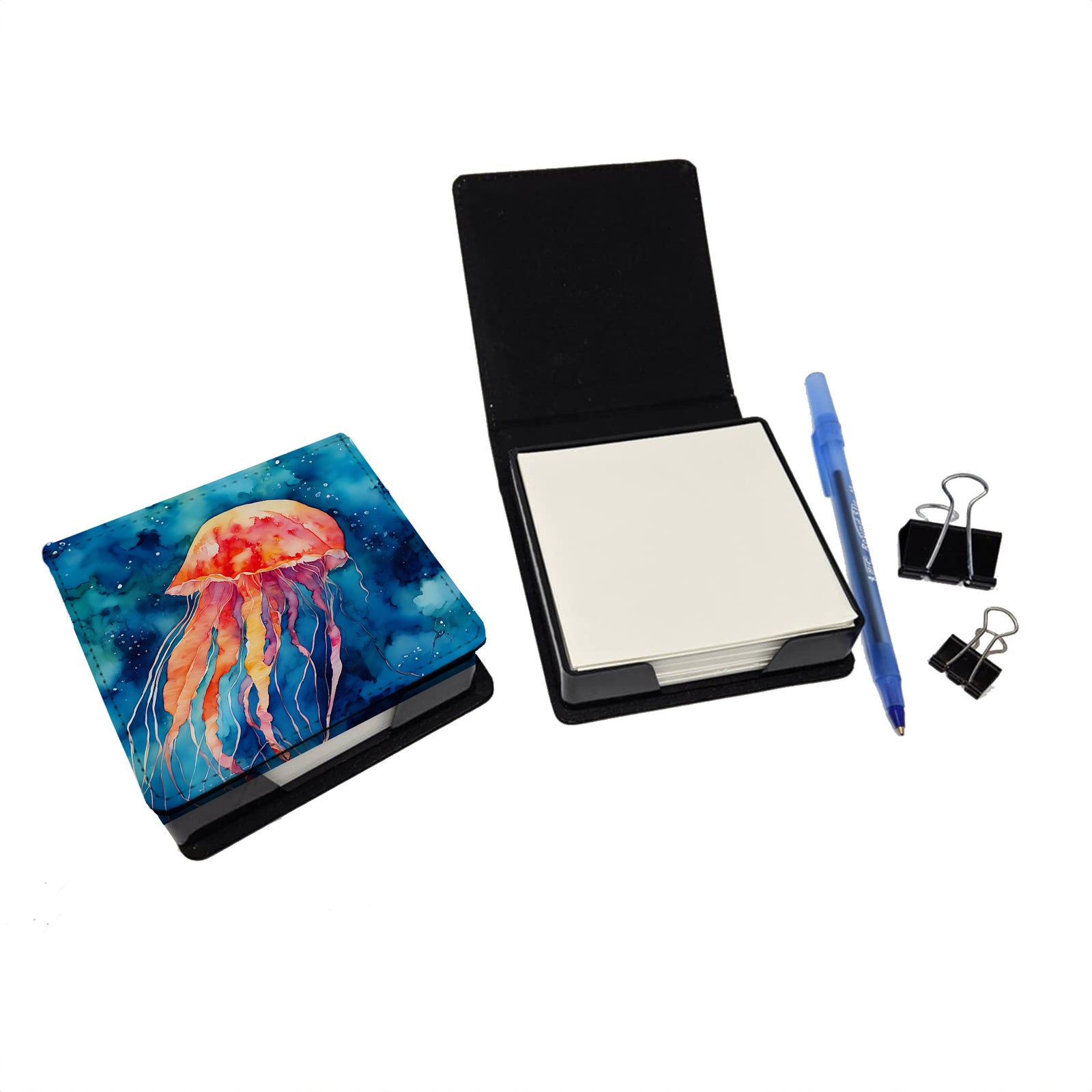 Caroline's Treasures Jellyfish PU Leather Note Paper Holder