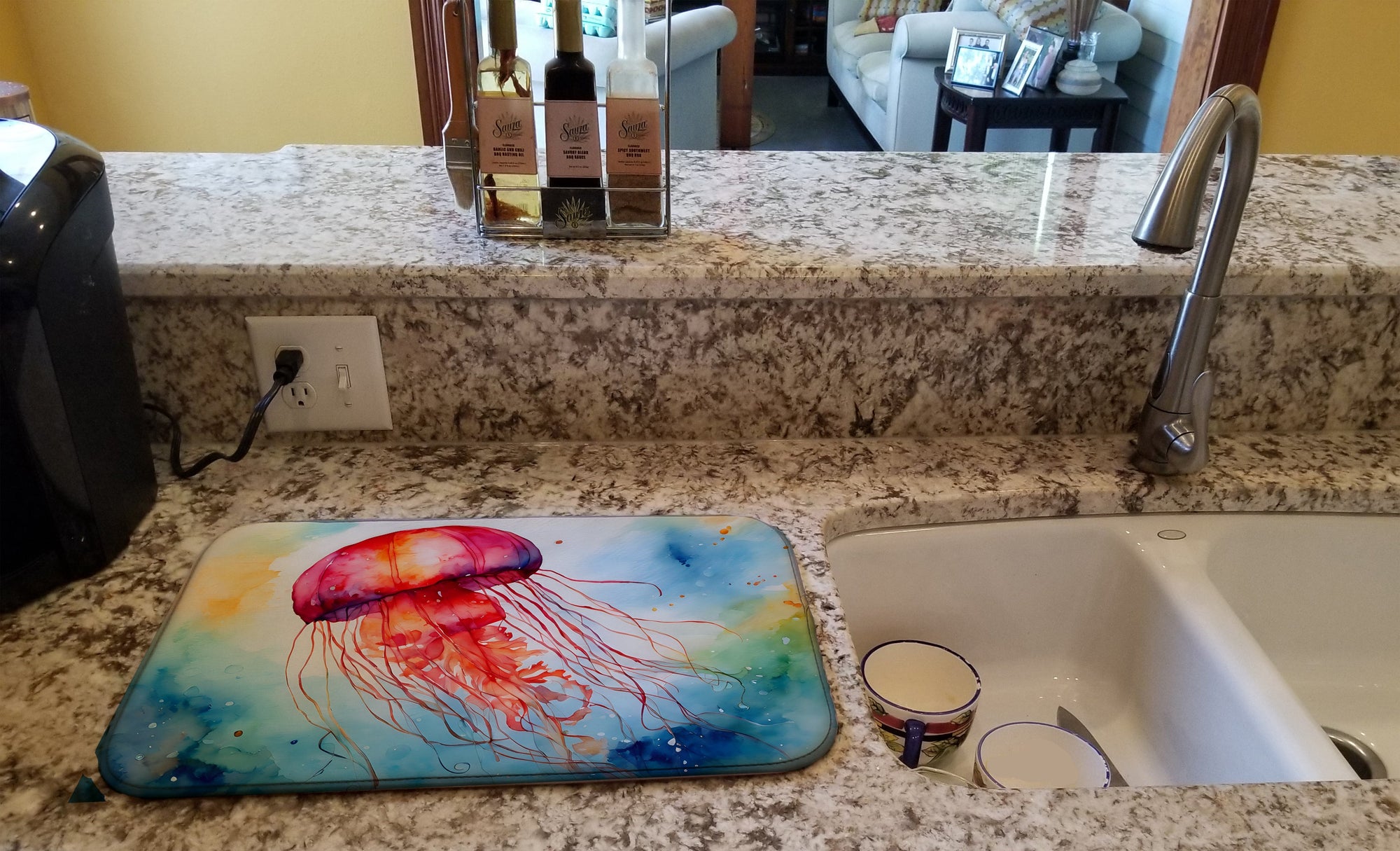 Caroline's Treasures Jellyfish Dish Drying Mat