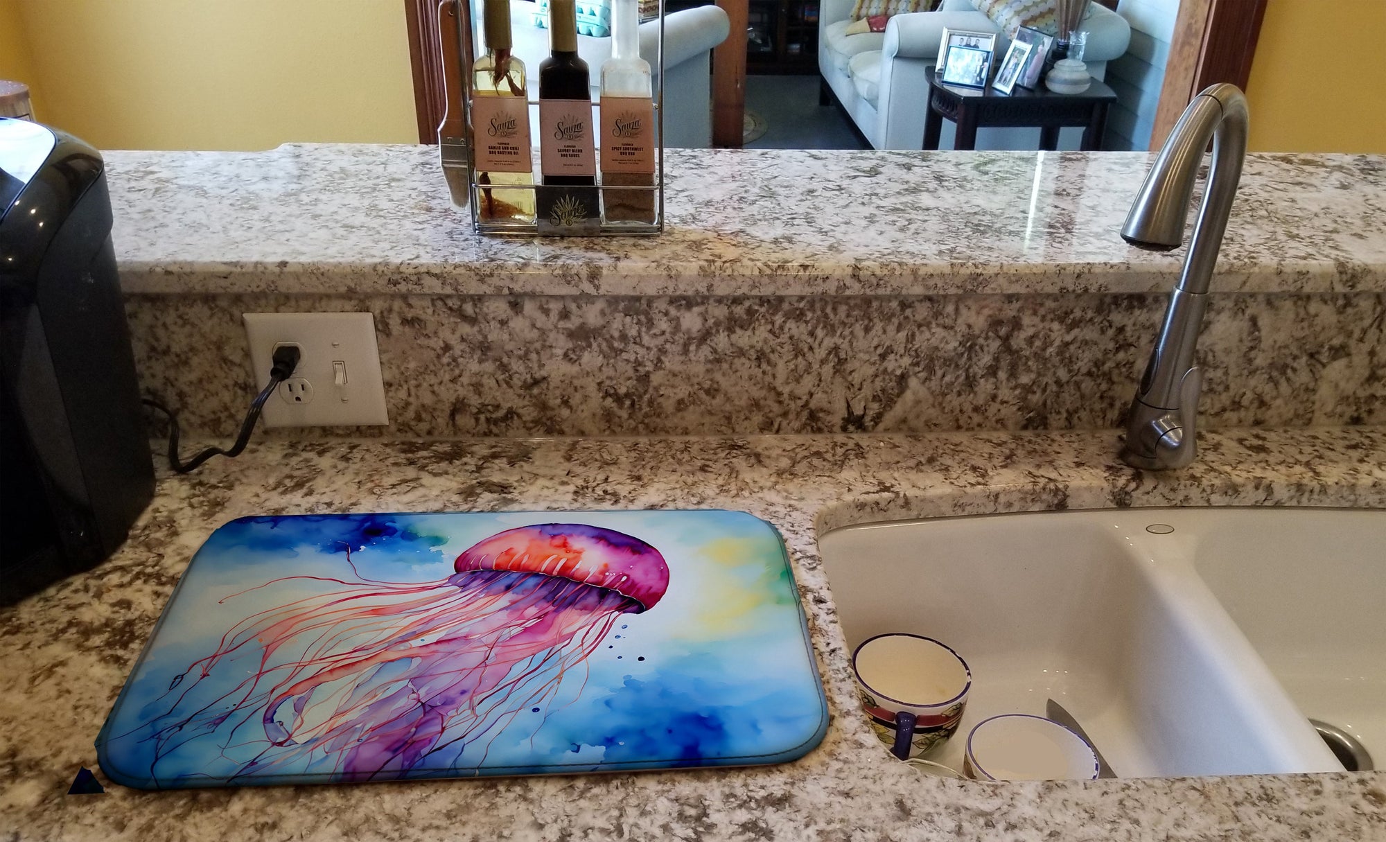 Caroline's Treasures Jellyfish Dish Drying Mat