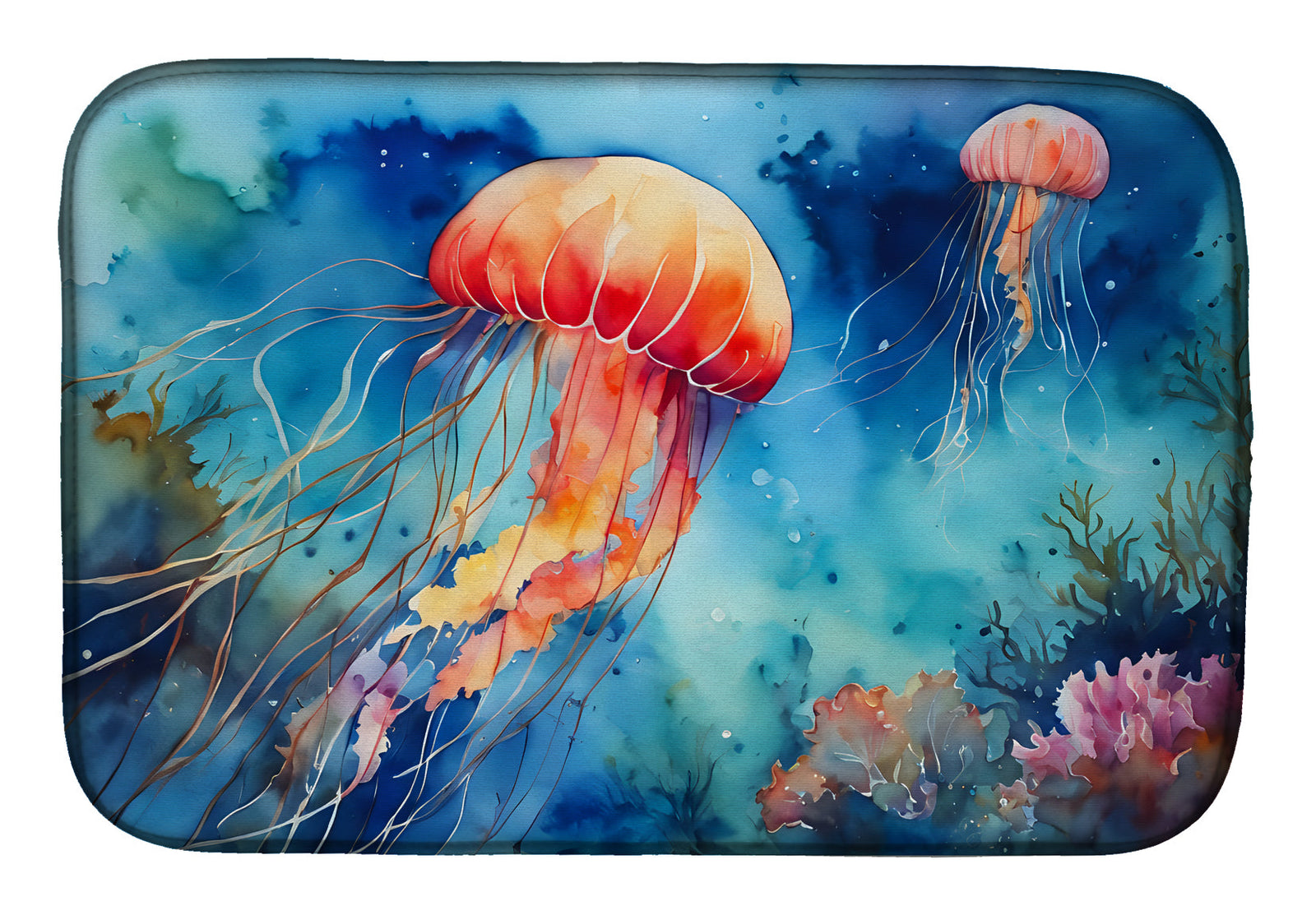 Caroline's Treasures Jellyfish Dish Drying Mat