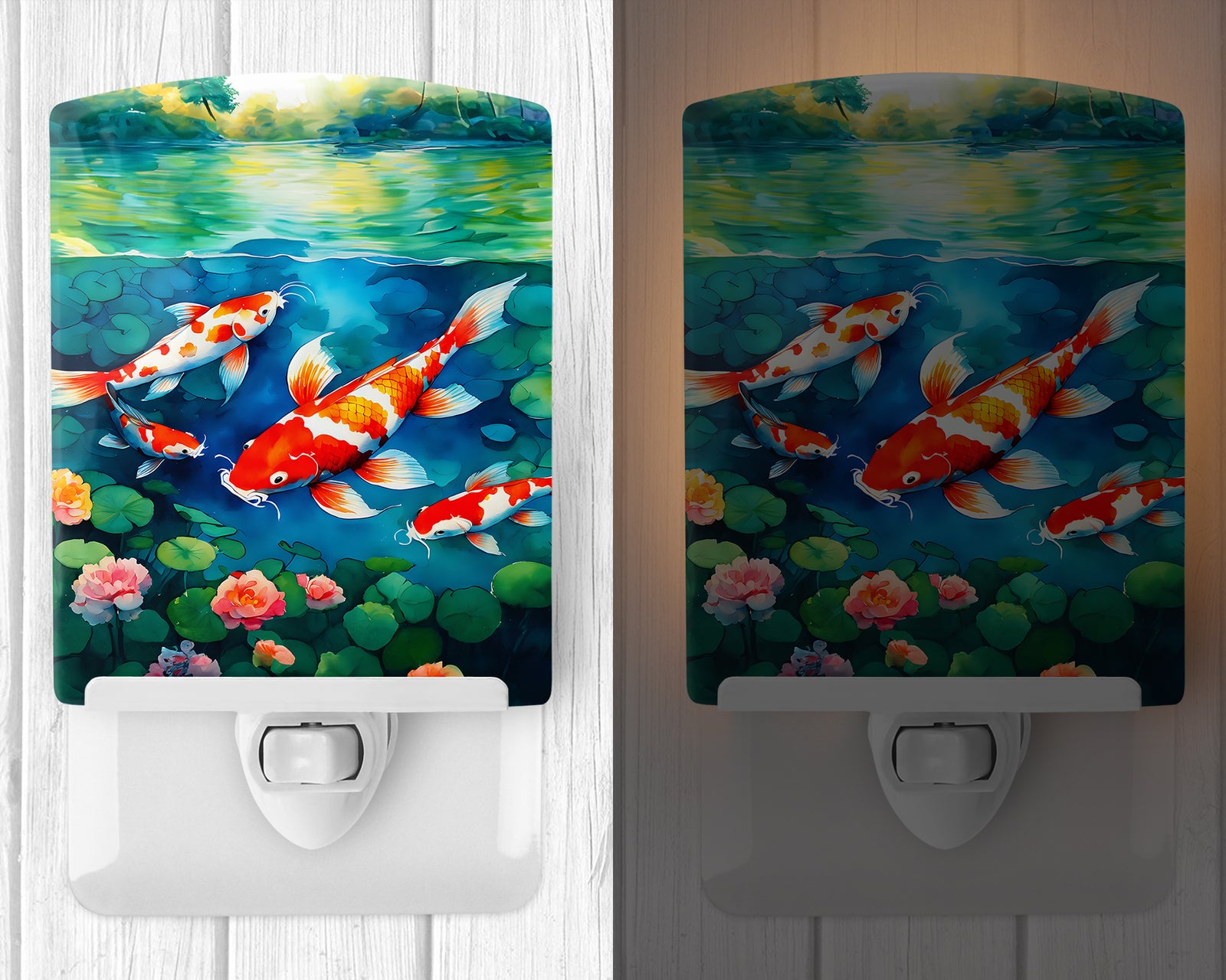 Caroline's Treasures Koi Fish Ceramic Night Light