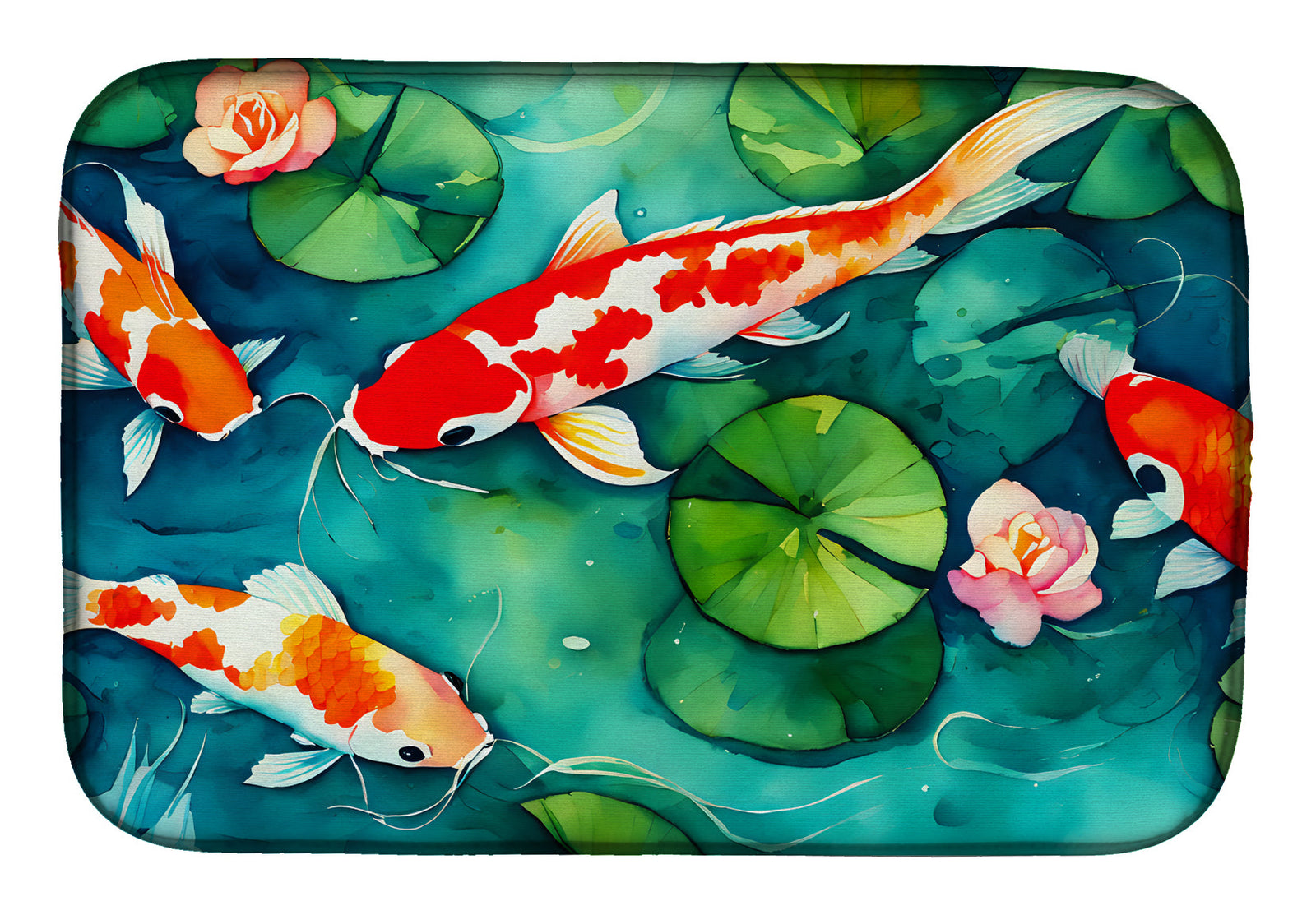Caroline's Treasures Koi Fish Dish Drying Mat