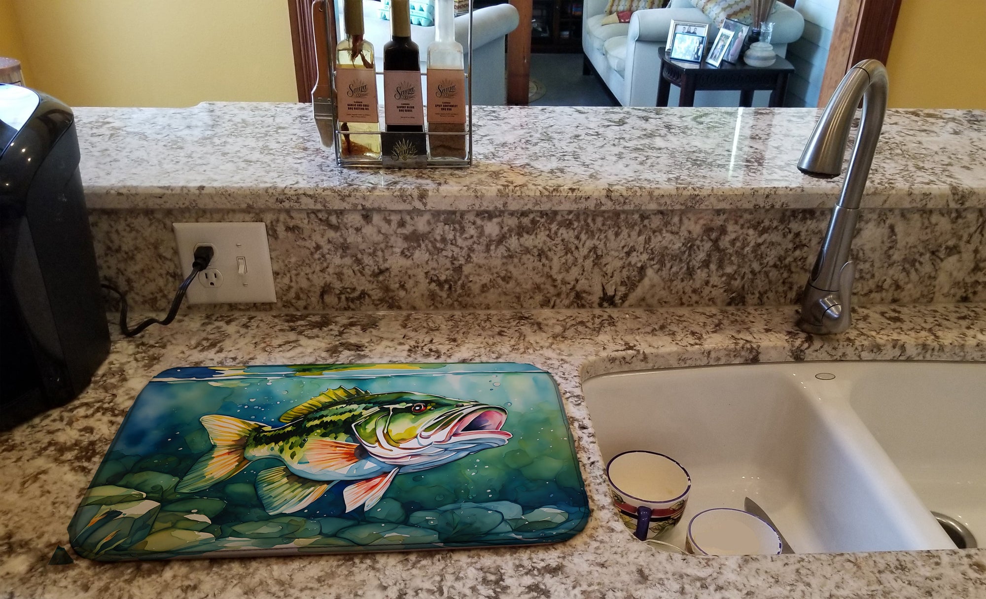 Caroline's Treasures Largemouth Bass Dish Drying Mat