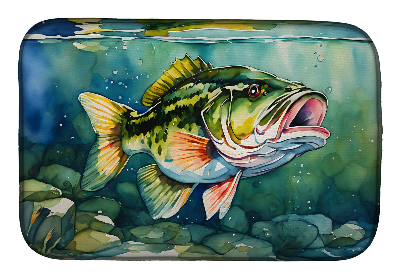 Caroline's Treasures Largemouth Bass Dish Drying Mat