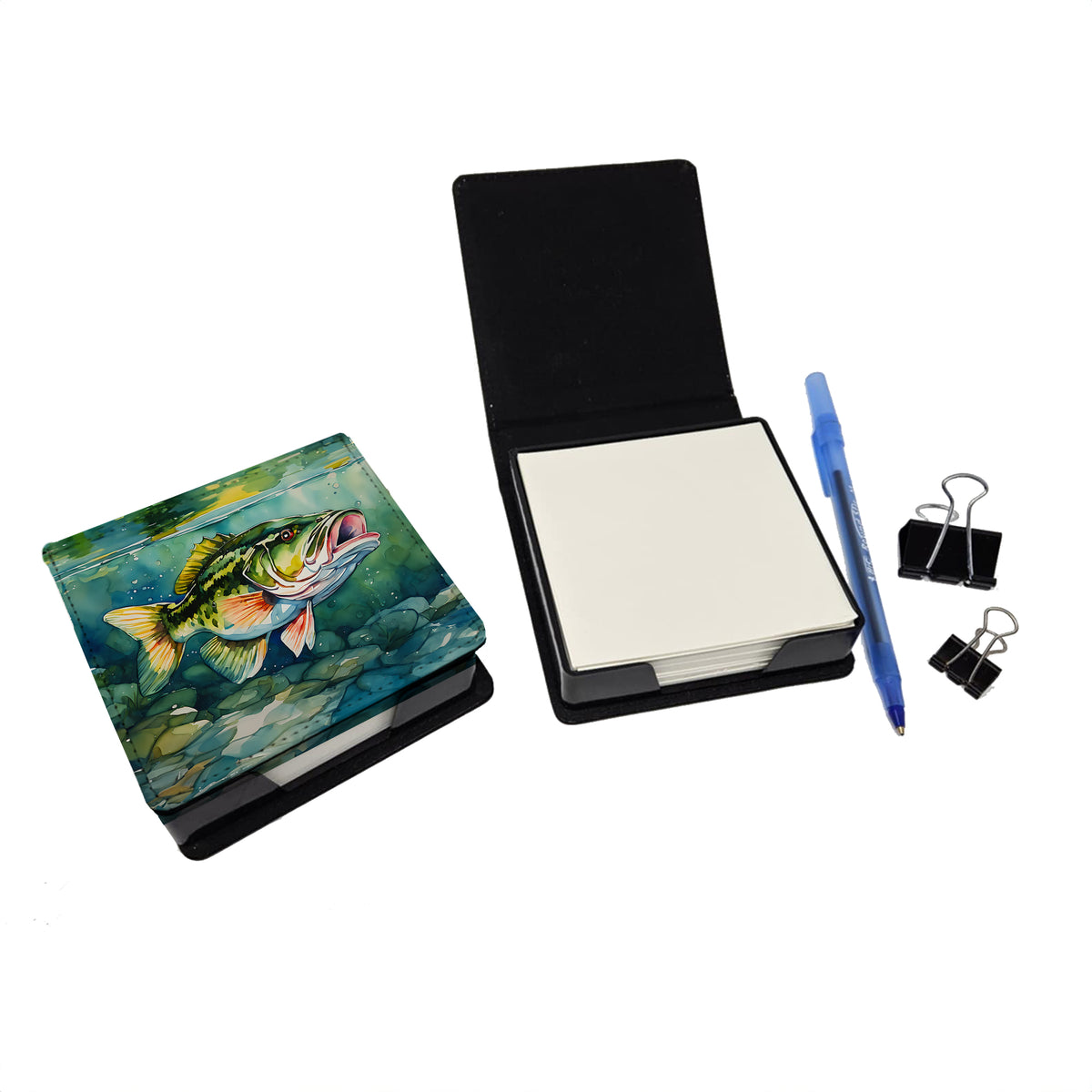 Caroline's Treasures Largemouth Bass PU Leather Note Paper Holder