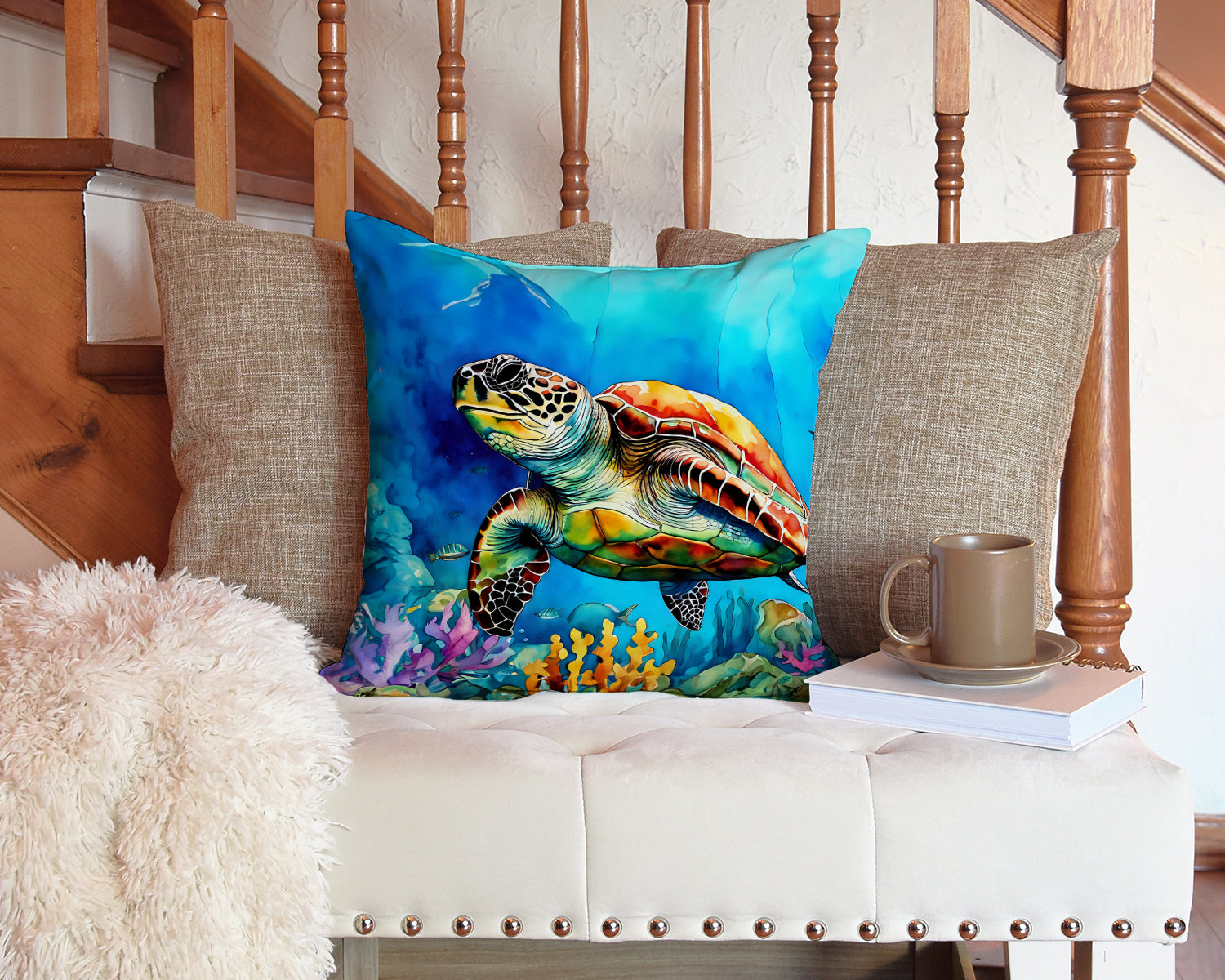 Loggerhead Sea Turtle Throw Pillow