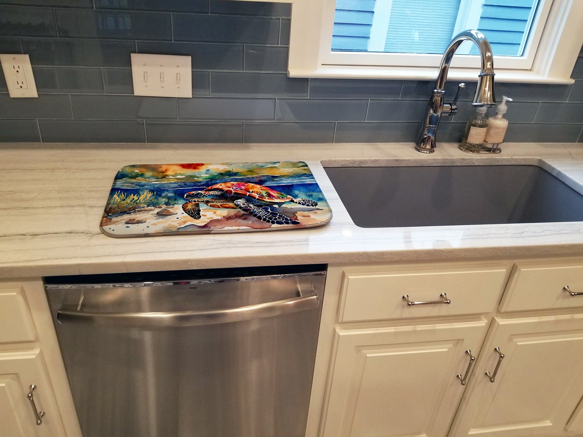 Caroline's Treasures Loggerhead Sea Turtle Dish Drying Mat