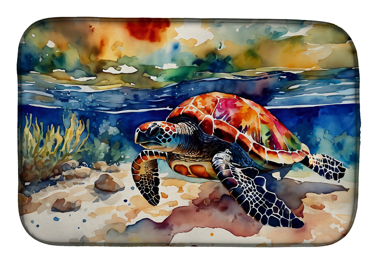 Caroline's Treasures Loggerhead Sea Turtle Dish Drying Mat