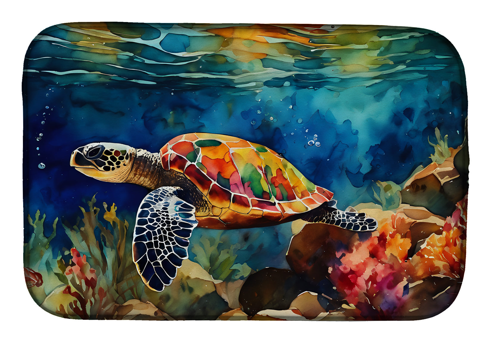 Caroline's Treasures Loggerhead Sea Turtle Dish Drying Mat