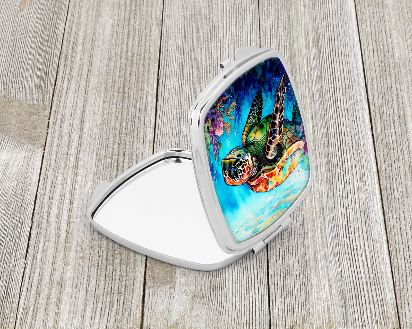 Caroline's Treasures Loggerhead Sea Turtle Compact Mirror – Stylish Purse Mirror with Artistic Covers
