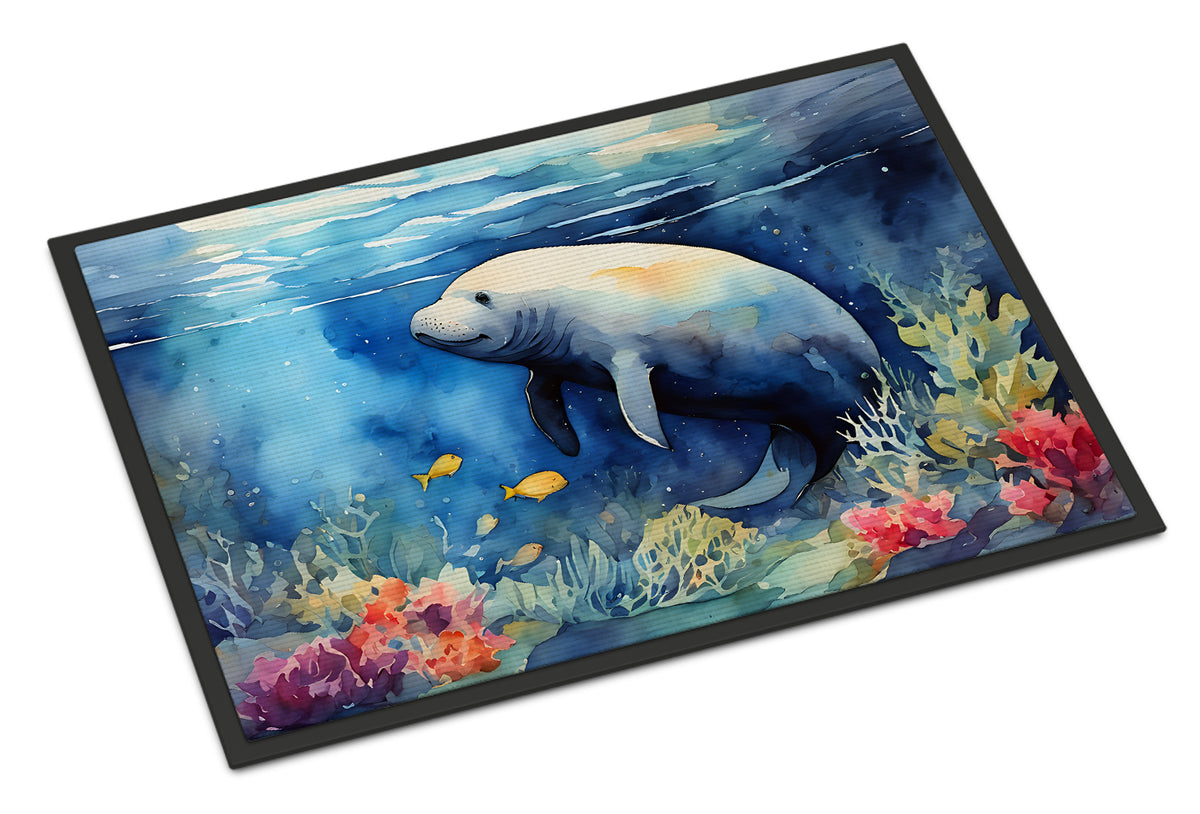 Caroline's Treasures Manatee Doormat Front Door Mat Indoor Outdoor Rugs for Entryway, Non Slip Washable Low Pile, 18H X 27W