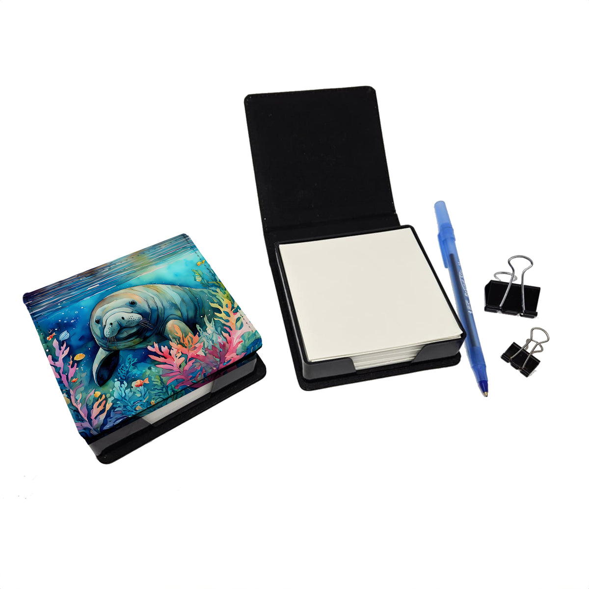 Caroline's Treasures Manatee PU Leather Note Paper Holder