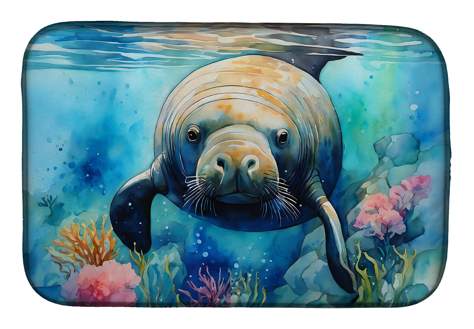Caroline's Treasures Manatee Dish Drying Mat